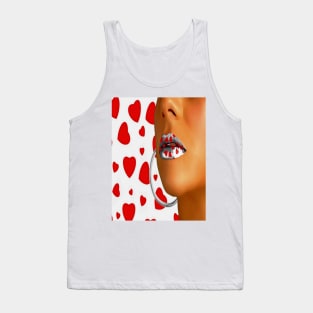 Lips in red hearts Tank Top